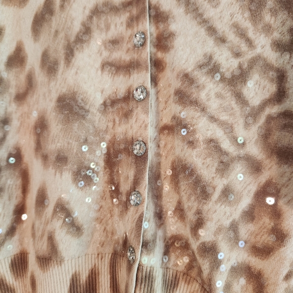INC International Concepts Cropped Leopard Print Cardigan Size PS - Picture 3 of 6